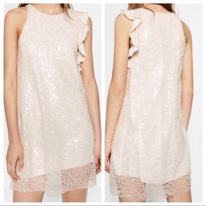 Zara collection pink sequin sleeveless mini dress Size M